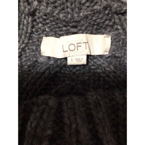 Ann Taylor Loft Sweater Top Women's Small Cable Chunky Knit Gray Wool Blend Sz S - Picture 5 of 6